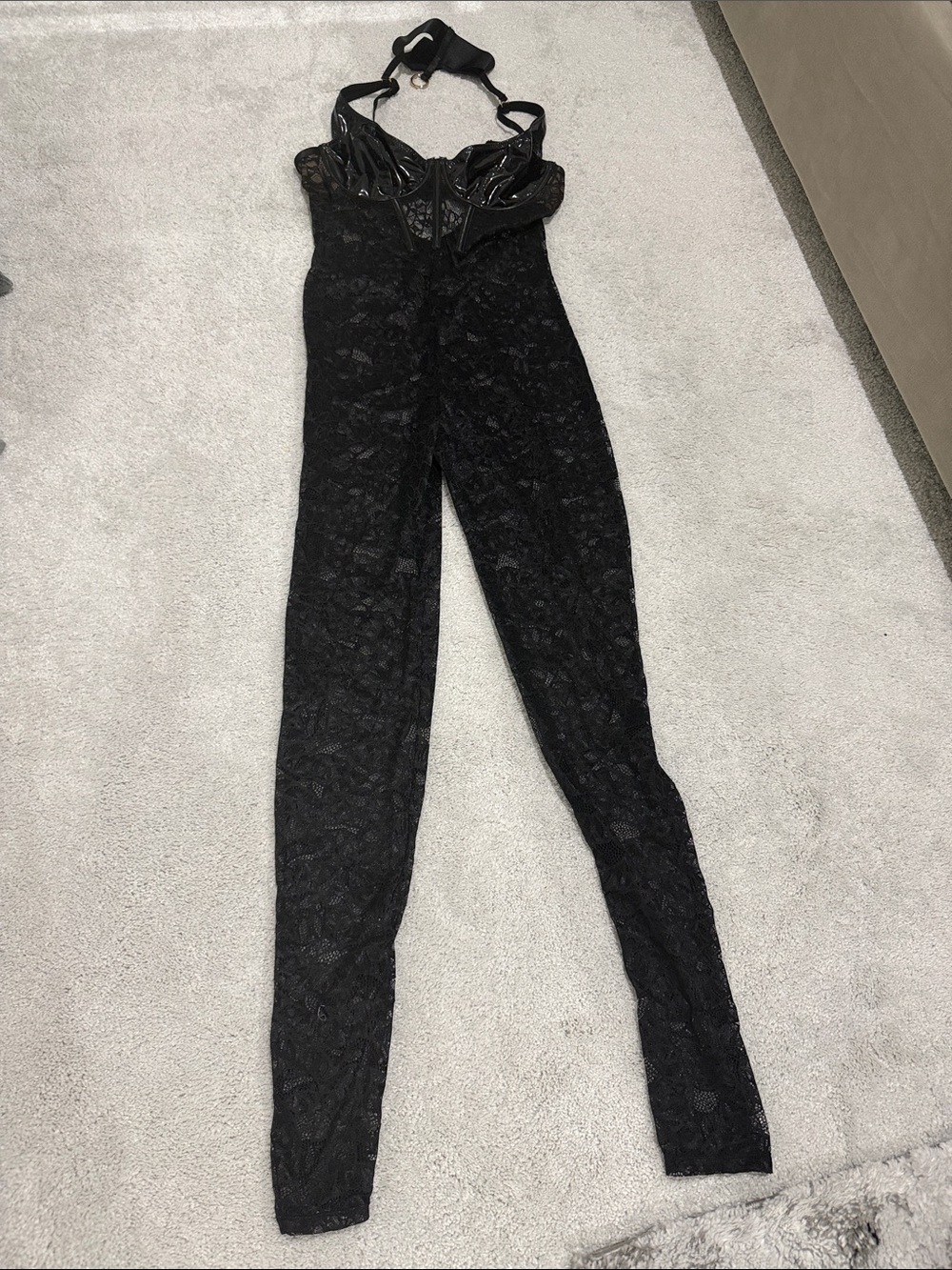 Fashion Nova Black Lace Halter Romper Jumpsuit